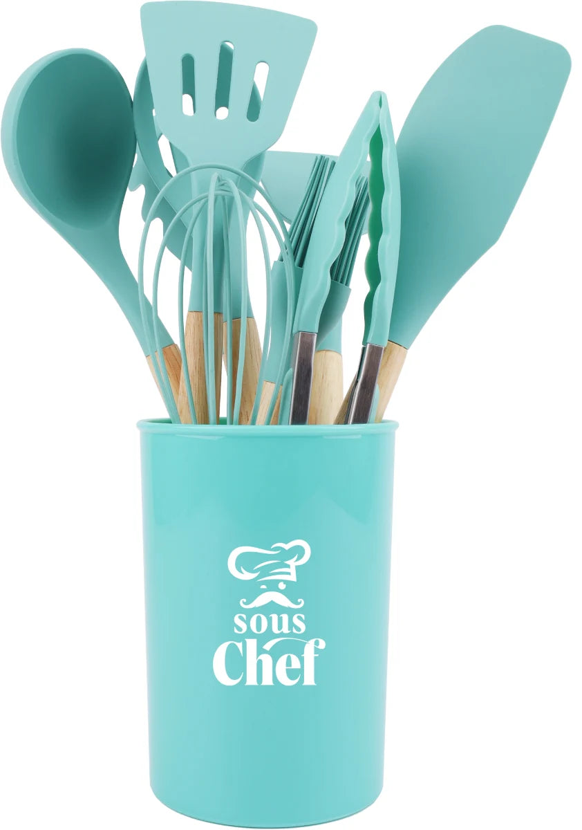 סט כלי סיליקון לבישול 10 חלקים טורקיז