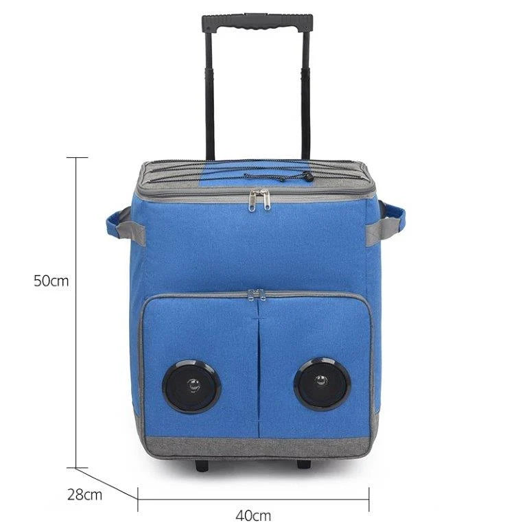 צידנית טרולי משפחתית  60 ליטר מתקפלת משולבת רמקולים אלחוטיים מובנים מידות