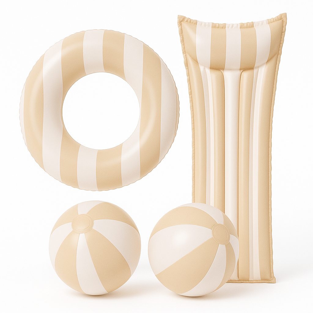 סט מתנפחים רטרו - מזרן ים , כדור ים , גלגל ים