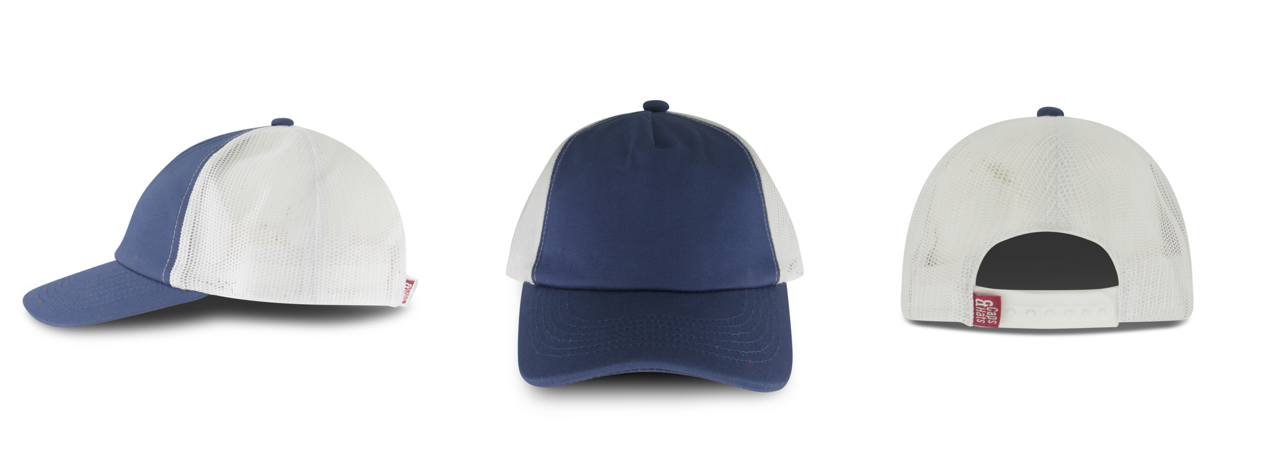 כובע קנבס משולב רשת אחורית -כחול