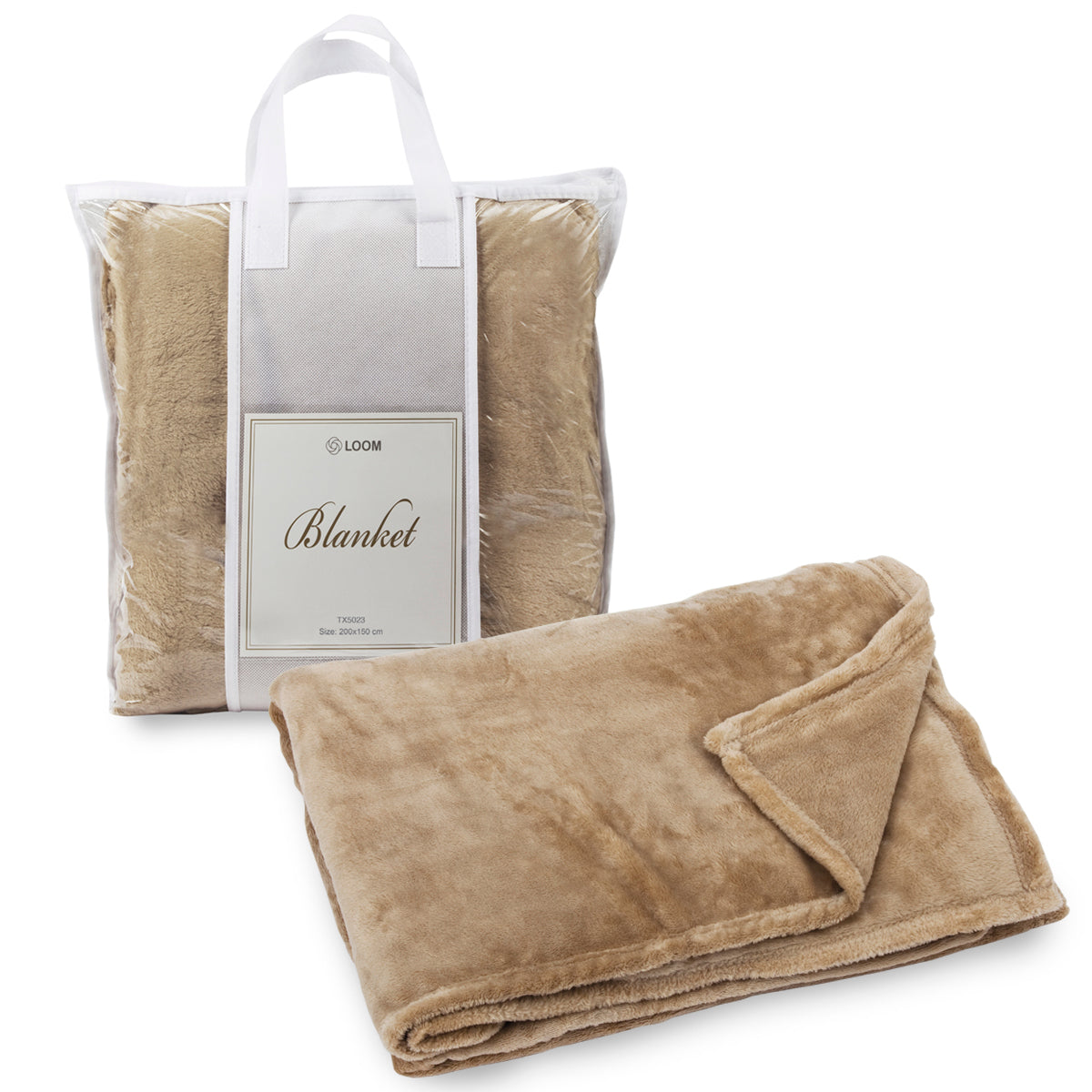 שמיכת כרבולית זוגית חום קאמל