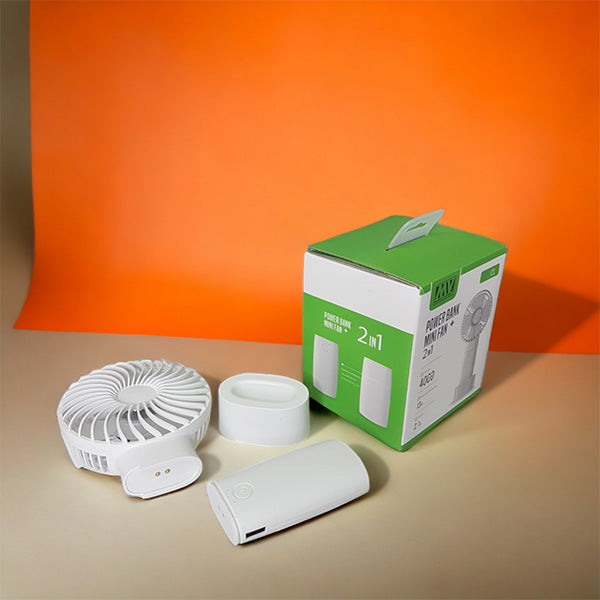 מאוורר מתקפל עוצמתי משולב מטען נייד 4,000 - מארז