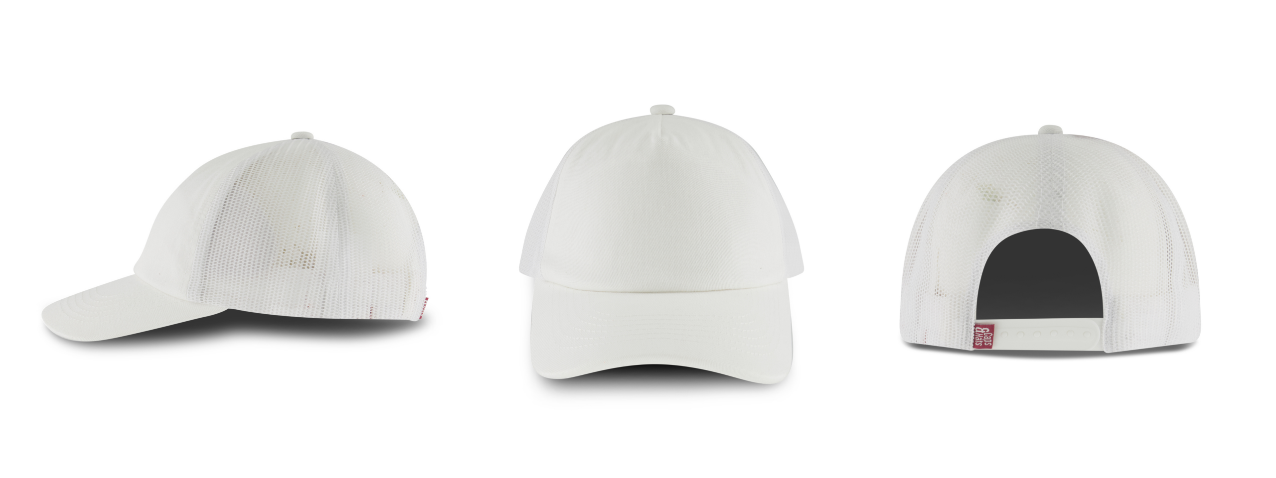 כובע קנבס משולב רשת אחורית - לבן