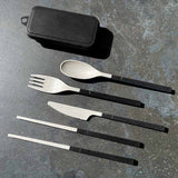 סט סכו''ם רב פעמי מתקפל שחור