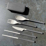 סט סכו''ם רב פעמי מתקפל אפור