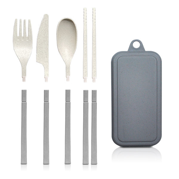 סט סכו''ם רב פעמי אפור