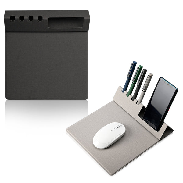 פד עכבר מתקפל עשוי P.U עם מעמד לעטים וטלפון