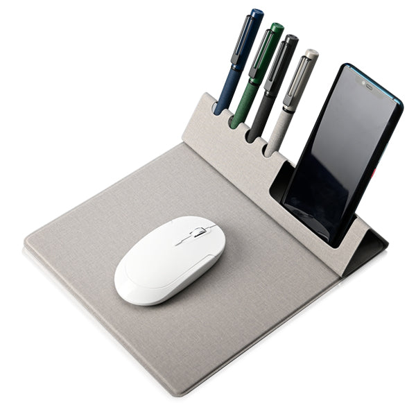 פד עכבר מתקפל עשוי P.U עם מעמד לעטים וטלפון