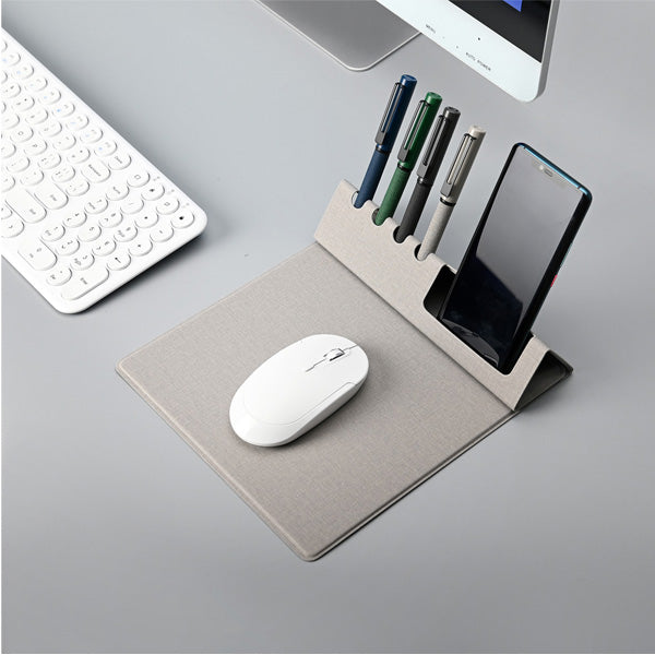 פד עכבר מתקפל עשוי P.U עם מעמד לעטים וטלפון