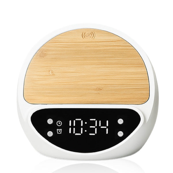 שעון דיגטלי משולב מעמד טעינה אלחוטי לבן