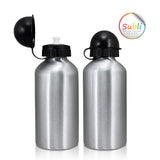 בקבוק אלומיניום 500 מ"ל עם פיה וסגירת כיפה כסוף