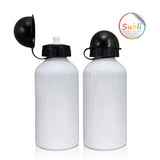 בקבוק אלומיניום 500 מ"ל עם פיה וסגירת כיפה לבן