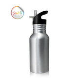 בקבוק אלומיניום 500 מ"ל עם פיה נשלפת כסף