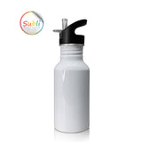 בקבוק אלומיניום 500 מ"ל עם פיה נשלפת לבן