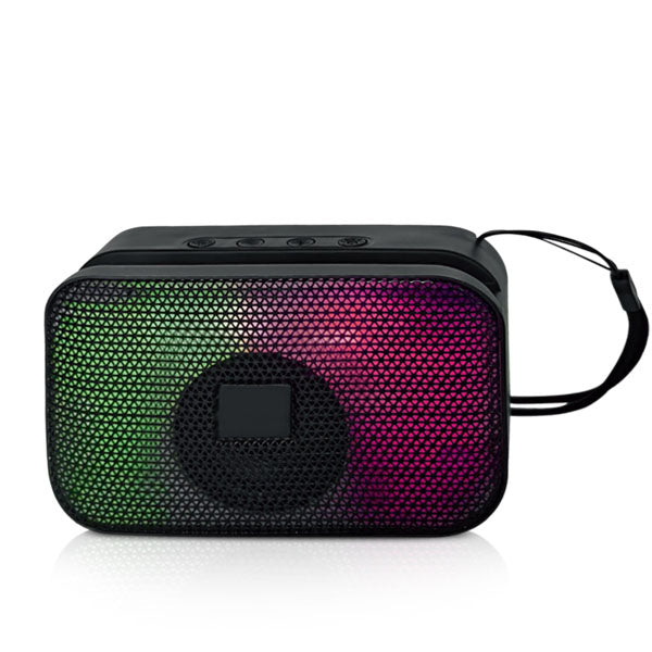 רמקול בלוטוס קומפקטי עם מעמד לטלפון חכם אורות