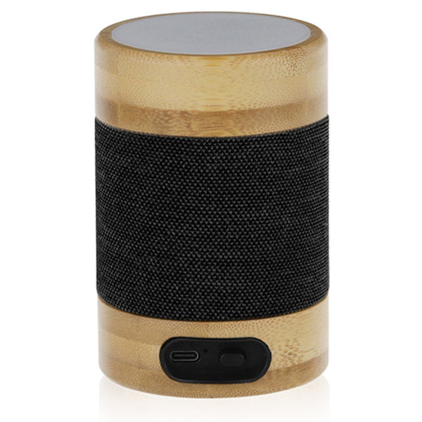 רמקול בלוטוס עם תאורת LED מבמבוק טבעי בשילוב אריג בלי אור