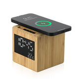 רמקול בלוטוס משולב טעינה אלחוטית ושעון דיגיטלי מהצד