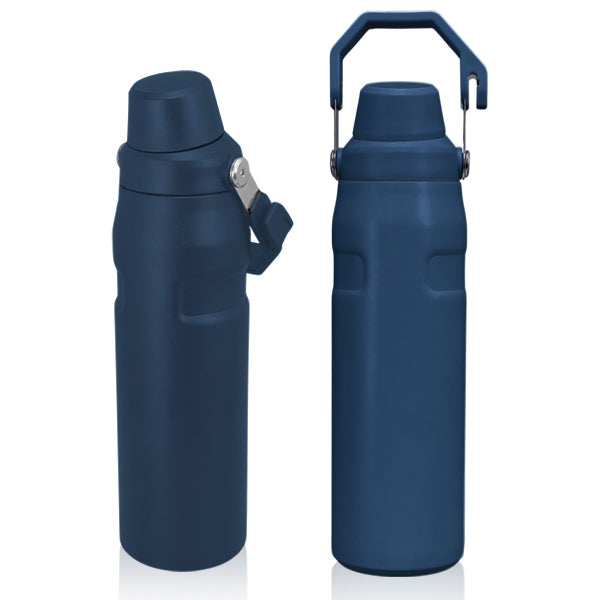 בקבוק תרמי מנירוסטה 850 מ"ל עם ידית נשיאה כחול