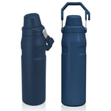 בקבוק תרמי מנירוסטה 850 מ"ל עם ידית נשיאה כחול