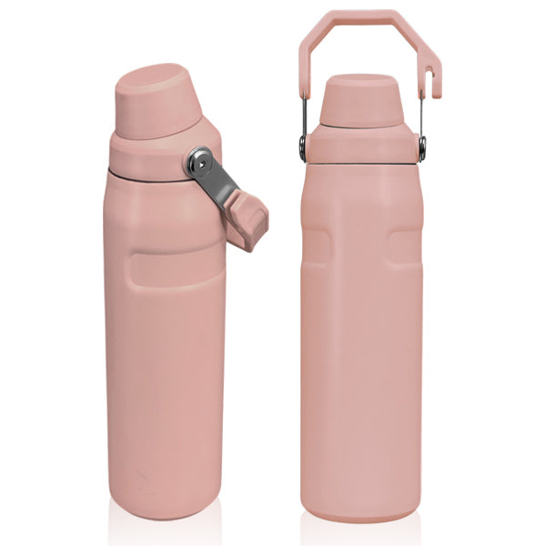 בקבוק תרמי מנירוסטה 850 מ"ל עם ידית נשיאה ורוד