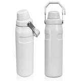 בקבוק תרמי מנירוסטה 850 מ"ל עם ידית נשיאה לבן