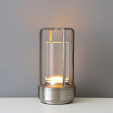 מנורה שולחנית נטענת יוקרתית 3 מצבי תאורה כסף