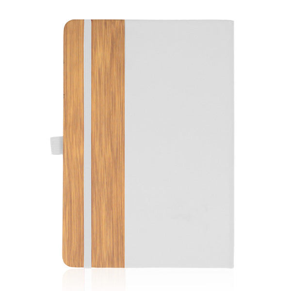 מחברת A5 כריכה קשה בעיצוב במבוק בשילוב דמוי עור - שחור