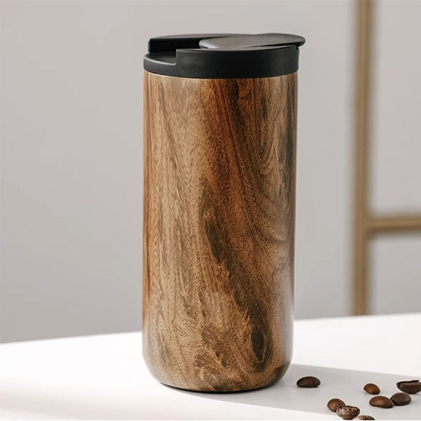 כוס תרמית בגימור עץ 400 מ"ל הדמייה
