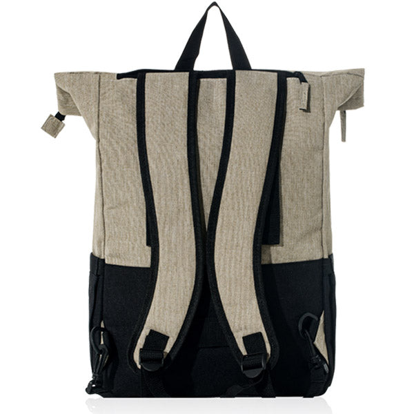 תיק גב אקולוגי מעוצב למחשב נייד -  מבט מאחור בז