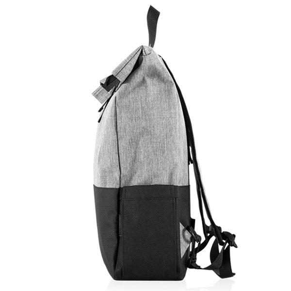 תיק גב אקולוגי מעוצב למחשב נייד - מבט מהצד אפור