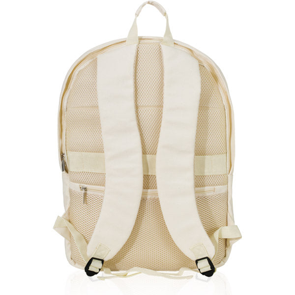 תיק גב אקולוגי מכותנה למחשב נייד מבט מאחור טבעי