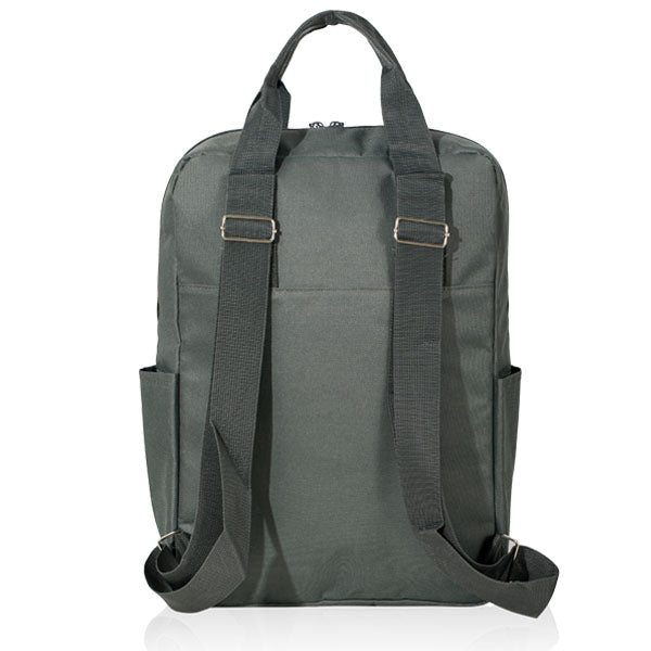 תיק גב אקולוגי מעוצב למחשב נייד  -  אפור מאחור