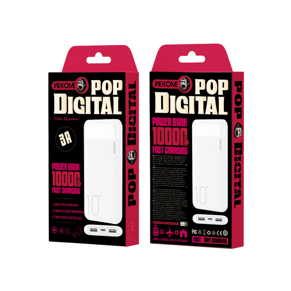 מטען נייד 10,000 mAh תצוגת LED - מארז