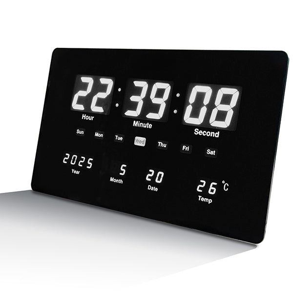 שעון דיגיטלי משולב תאריכון ומד מעלות תאורת לד לבן