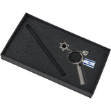 מארז מחזיק מפתחות לב + מגן דוד + דגל ישראל + לוחית + מקום לעט