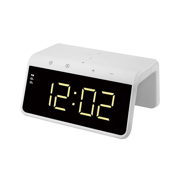 מטען אלחוטי 10W משולב שעון דיגטלי עם תאורת לד לבן