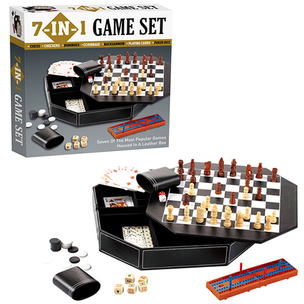 סט שבעה משחקים במארז עור מהודר