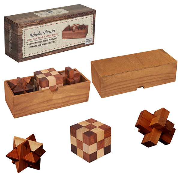 מארז 3 משחקי חשיבה בקופסא מעץ כולל