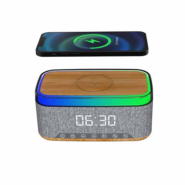 מעמד לטלפון עם טעינה אלחוטית משולב שעון