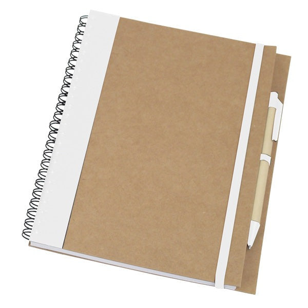 מחברת ספירלה עם עט תואם A5 לבן