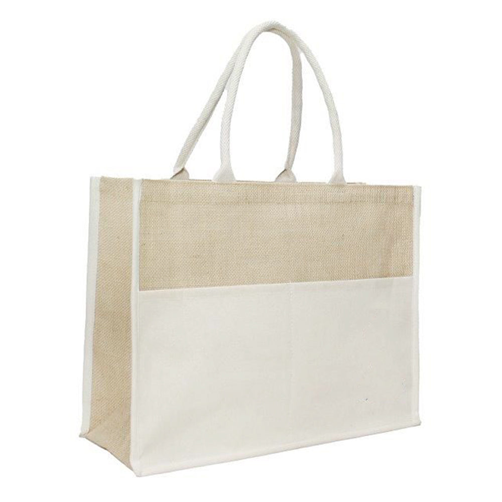 תיק יוטה עם כיס כותנה