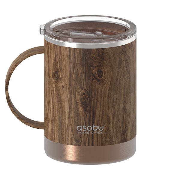 ספל תרמי 360 מ"ל ציפוי קרמי מבית ASOBU עץ