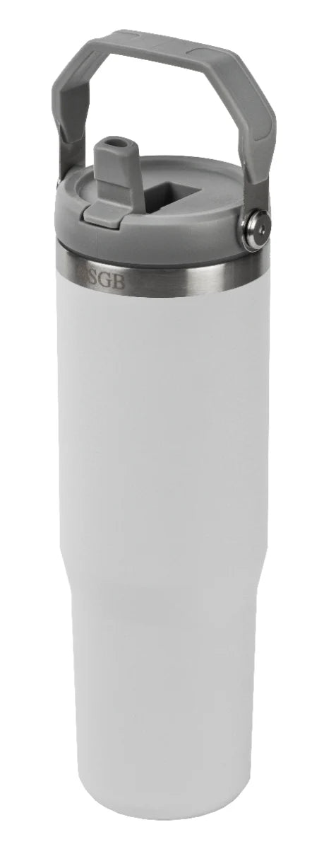 כוס תרמית 1 ליטר עם פיה נשלפת לבן