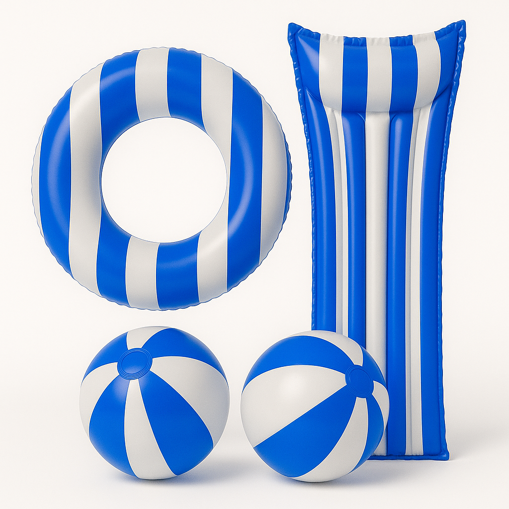 סט מתנפחים רטרו - מזרן ים , כדור ים , גלגל ים