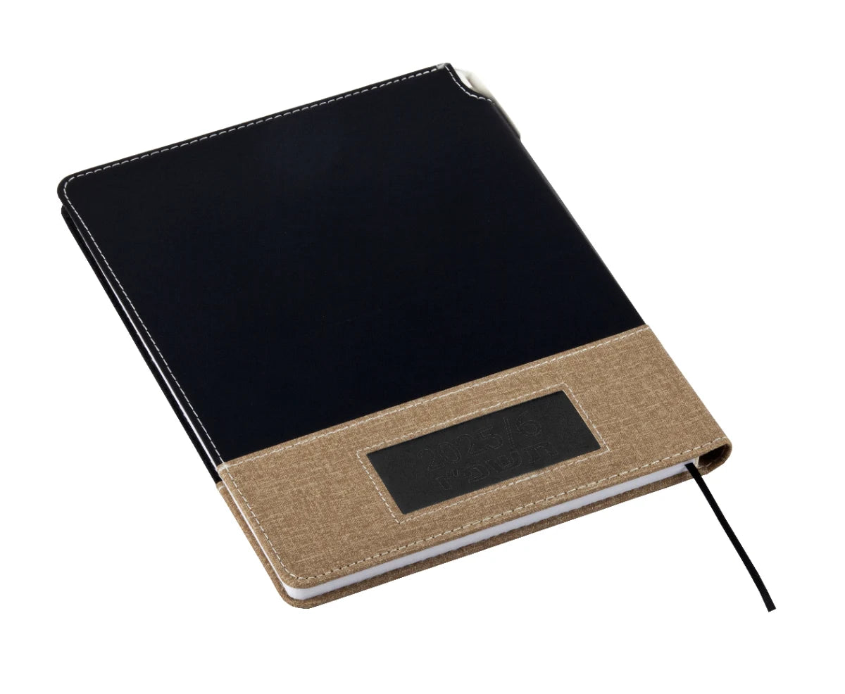 יומן שנתי איכותי A5 עם עט - שחור