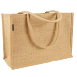 תיק מעוצב מבד יוטה - מבט מהצד