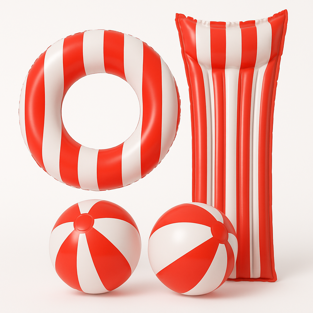 סט מתנפחים רטרו - מזרן ים , כדור ים , גלגל ים