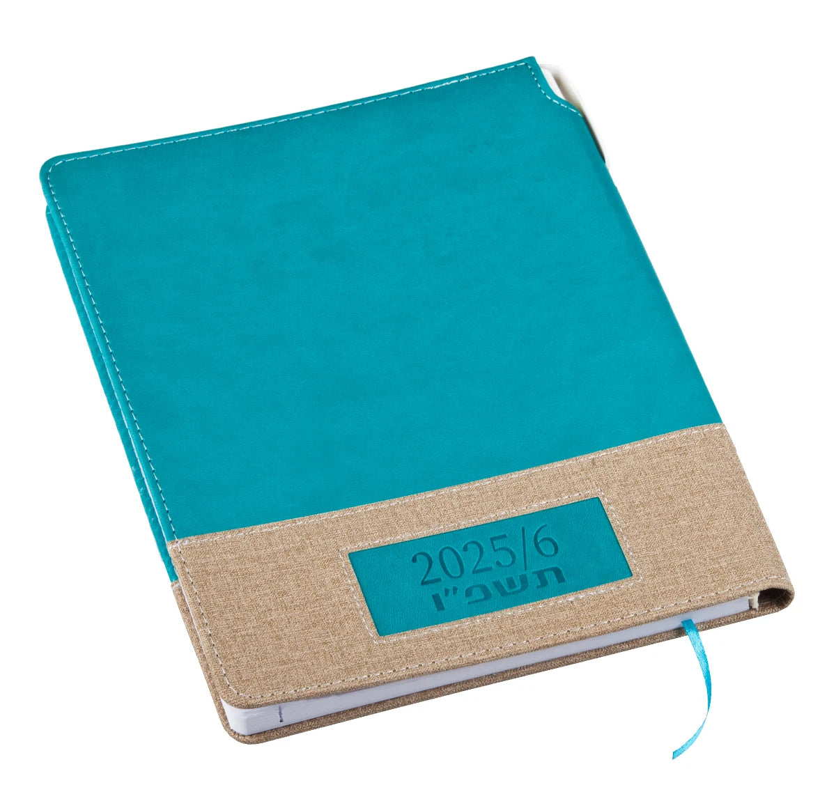 יומן שנתי איכותי A5 עם עט - טורקיז