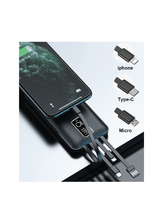 מטען נייד 10,000 mAh עם כבלים מובנים סוגי חיבור