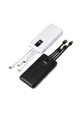 מטען נייד 10,000 mAh עם כבלים מובנים צבעים